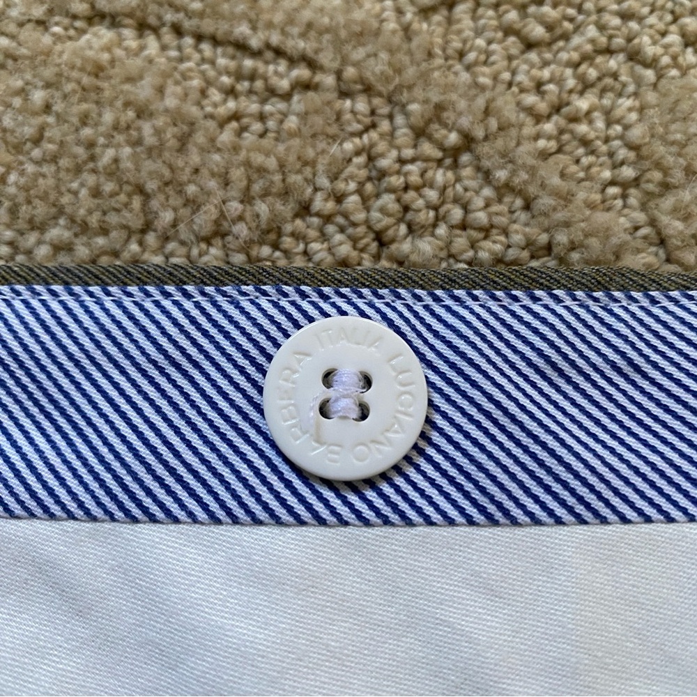 Luciano Barbera 100% Wool Dress Pants Olive Brown Flat Front Men’s Size 38x30